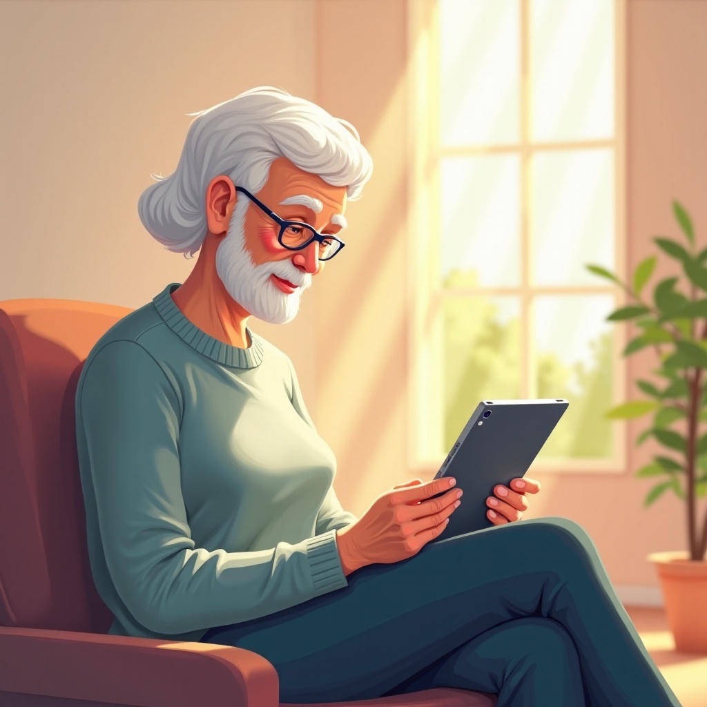 노인을 위한 아이패드 또는 태블릿
