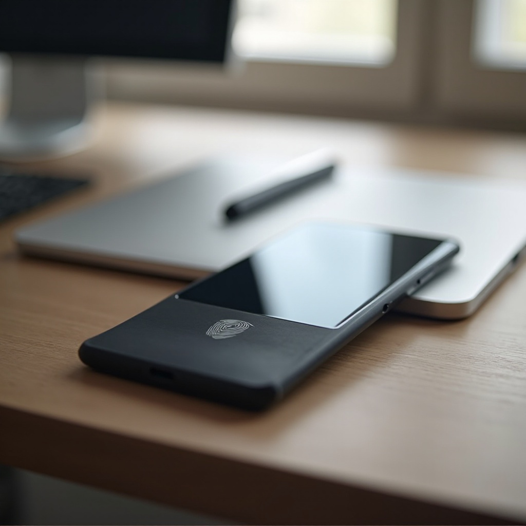 背面指紋センサー付きの携帯電話