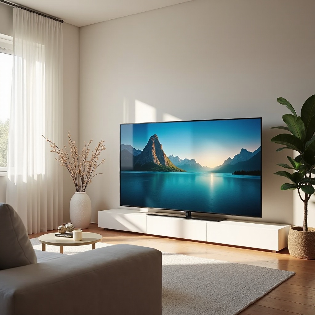 중앙 스탠드가 있는 스마트 TV